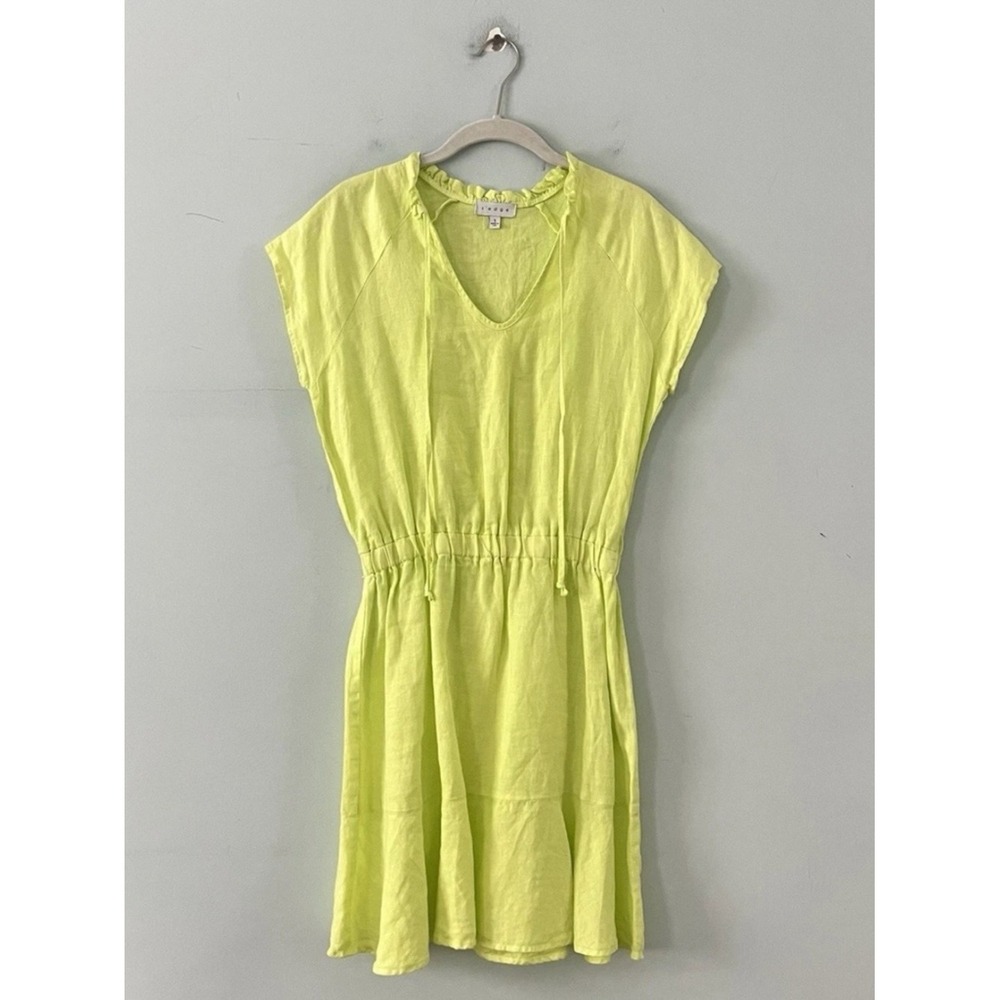 S'edge Raleigh Citron Lime Green Linen Mini‎ Dress